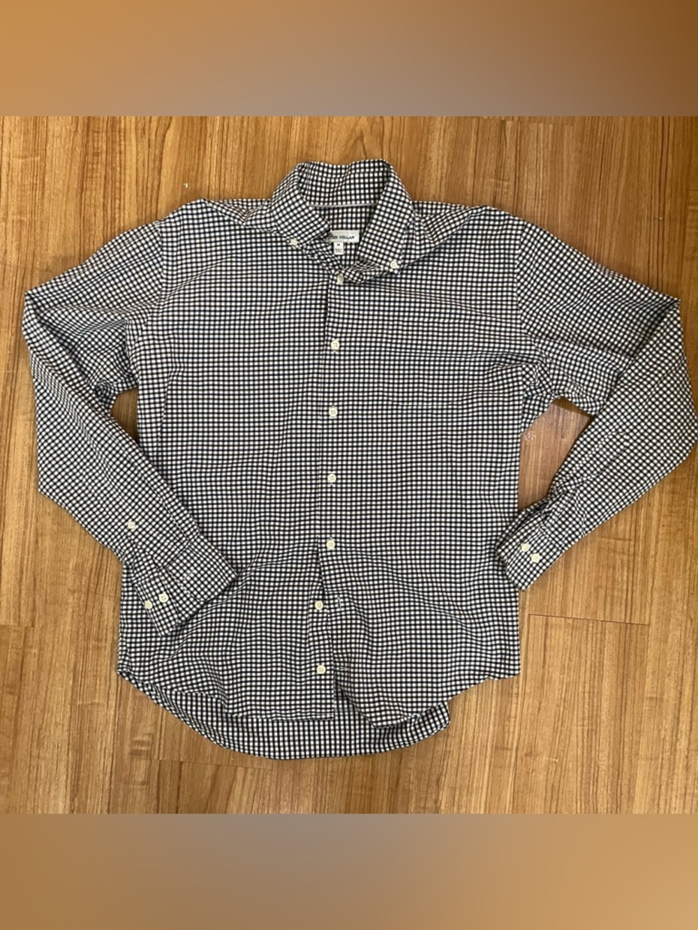 Peter Millar Black and White Gingham Button-Down Shirt